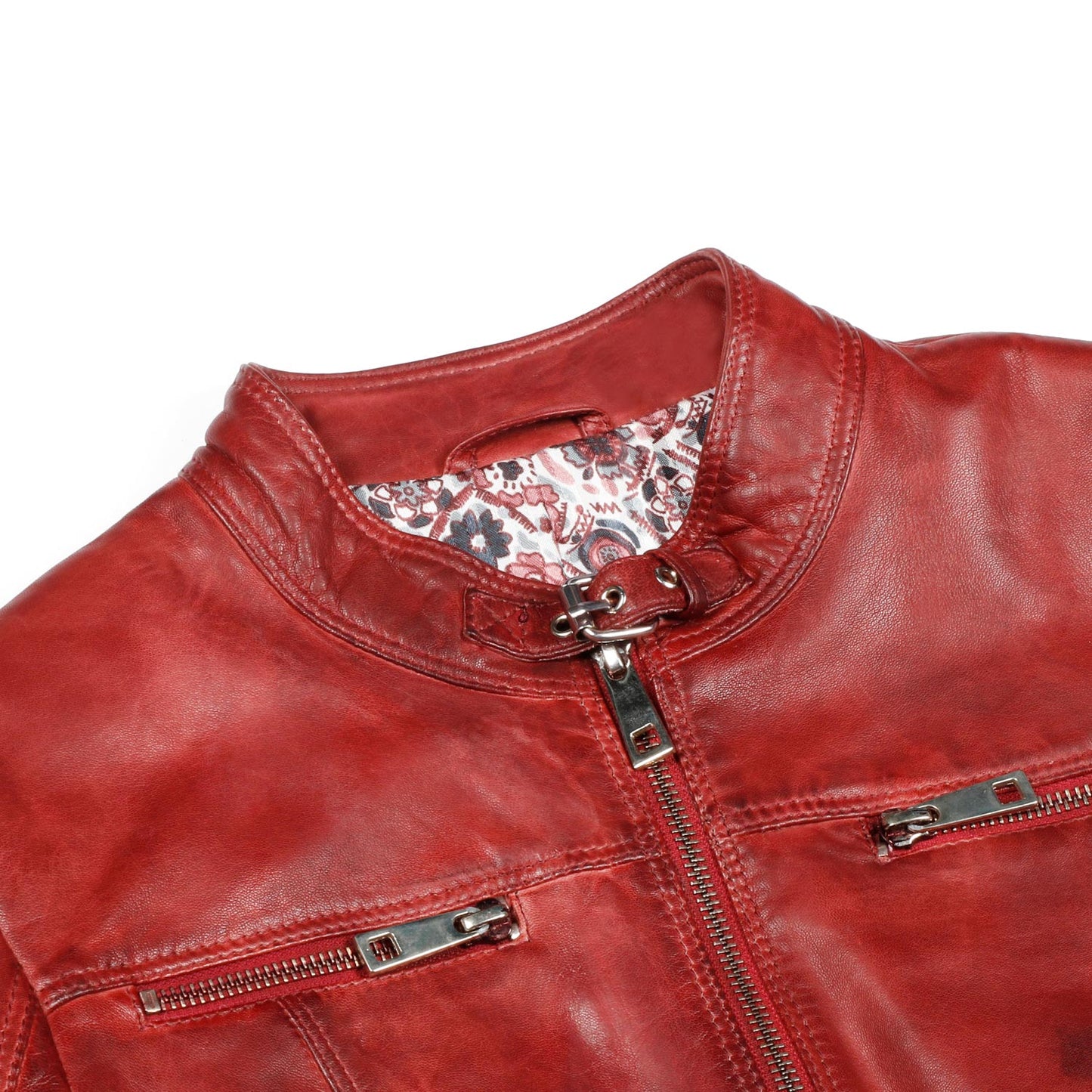 Saint Edwina Burgundy Leather Women Cafe Racer Jackets