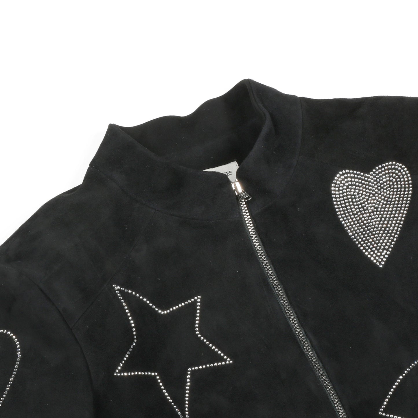 Saint Venessa Stone Embossed Black Leather Women Biker Jackets.