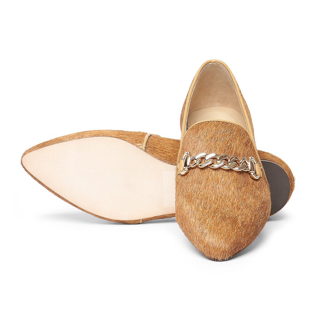 Saint Joan Tan Color Hair On Leather Shoes