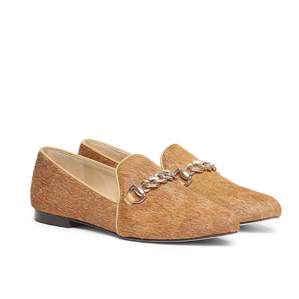 Saint Joan Tan Color Hair On Leather Shoes