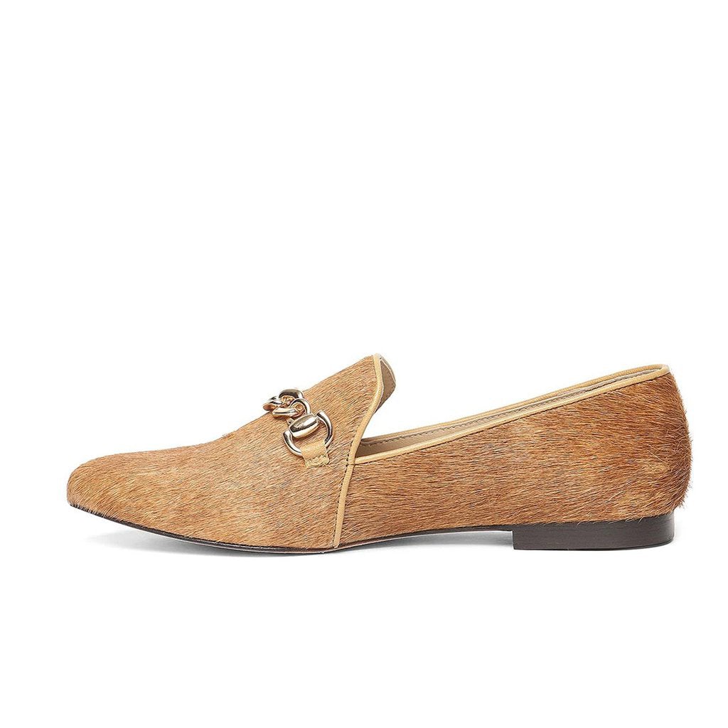 Saint Joan Tan Color Hair On Leather Shoes