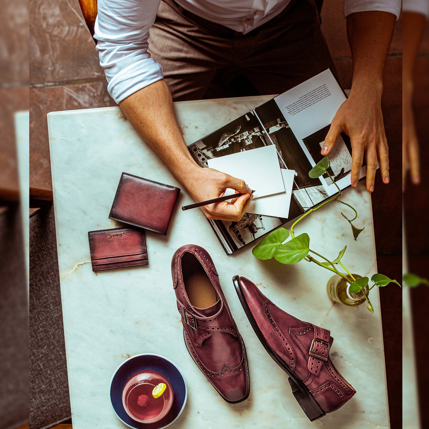 Saint Gerardo Burgundy Leather Single Monk Strap Brogues