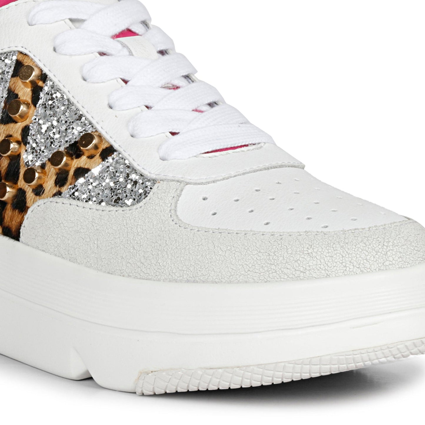 Saint Antea Metal Studs Pink Leather Sneakers