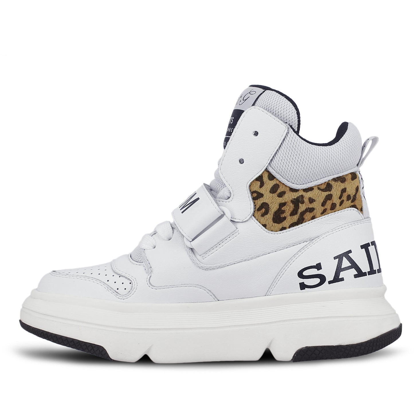 Saint Venetia White & Pony Hair Print Leather Sneakers