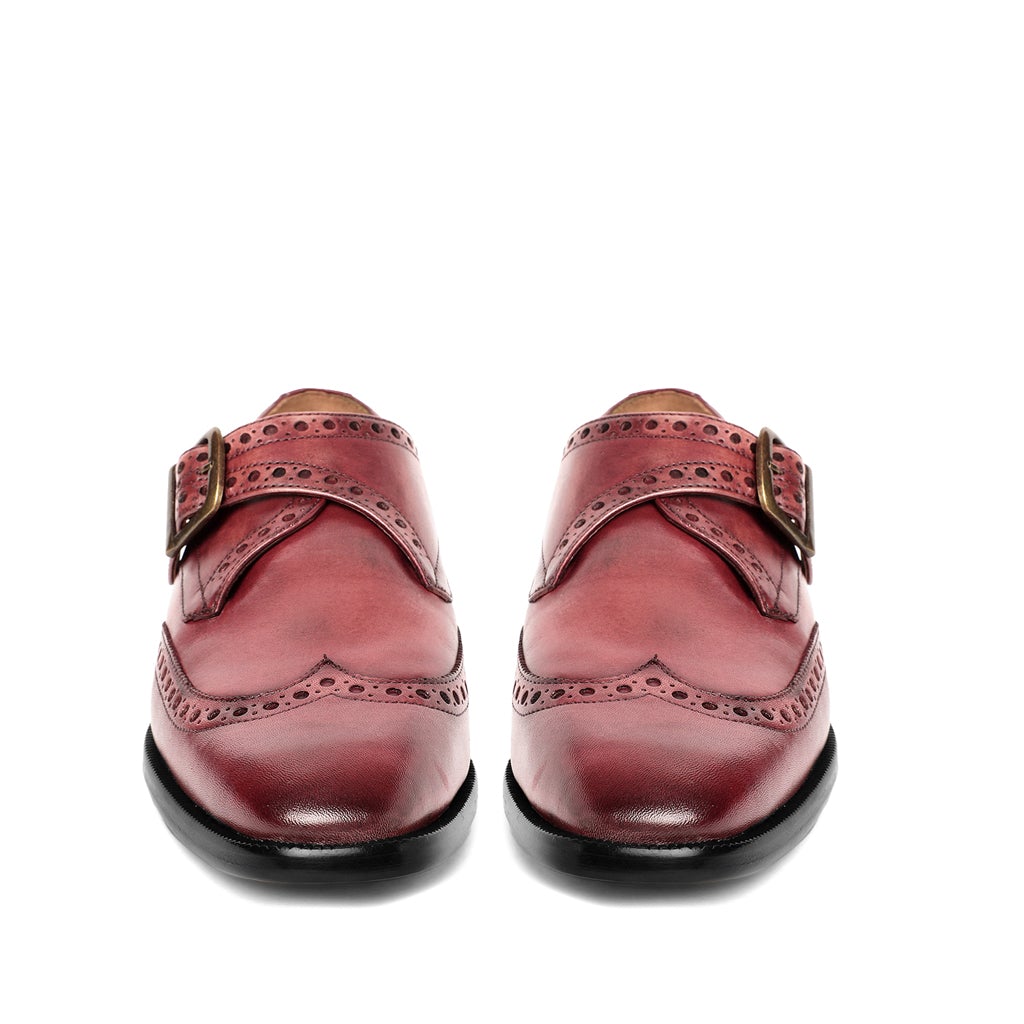 SaintG Red Leather Monk Brogue
