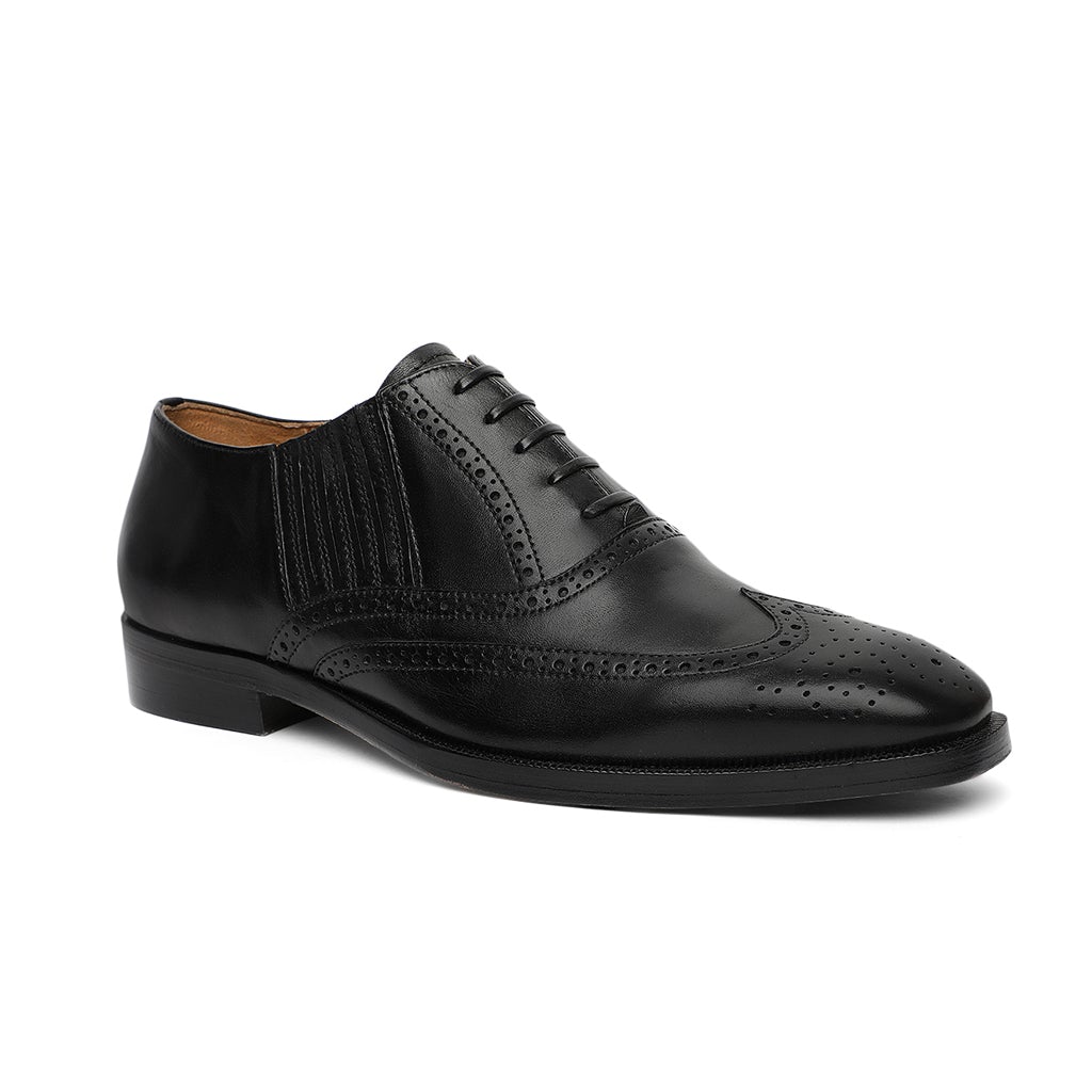 Saint Vincenzo Black Leather Square Toe Lace Up Décor Slip On Shoes