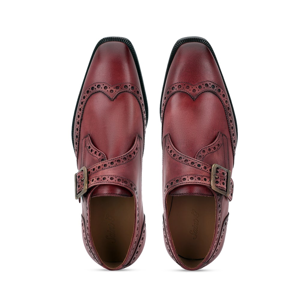 SaintG Red Leather Monk Brogue