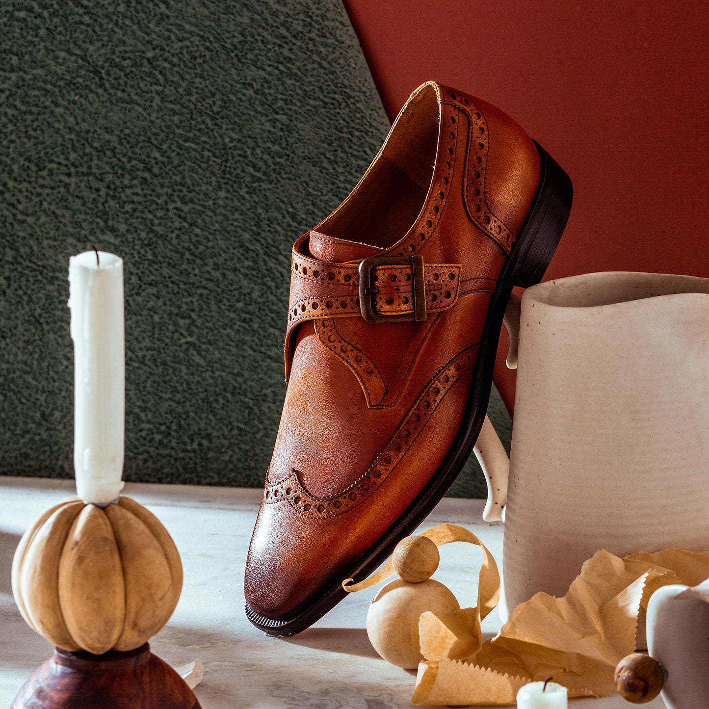 Saint Gerardo Tan Leather Single Monk Brogue