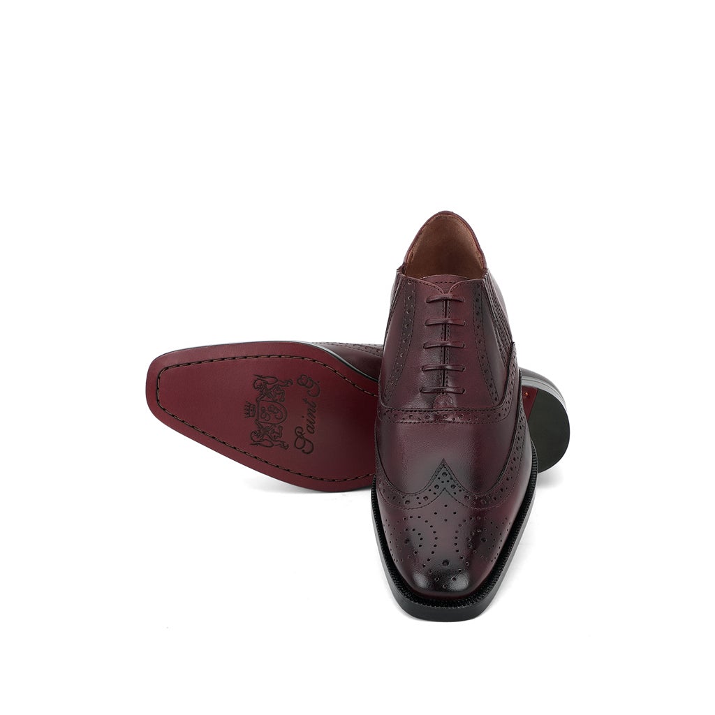 Saint Vincenzo Brown Leather Square Toe Lace Up Décor Slip On Shoes