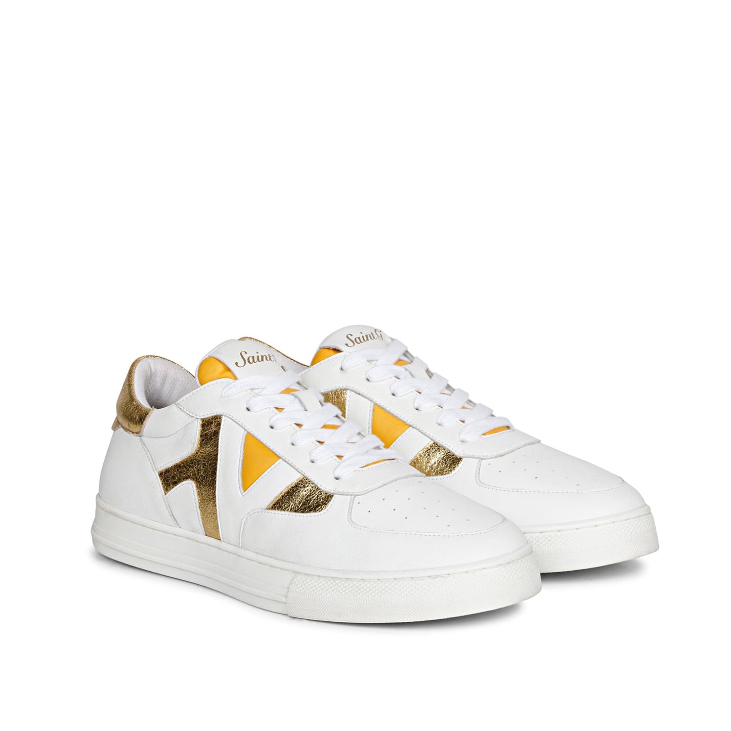 Saint Felix White & Yellow Leather Sneakers