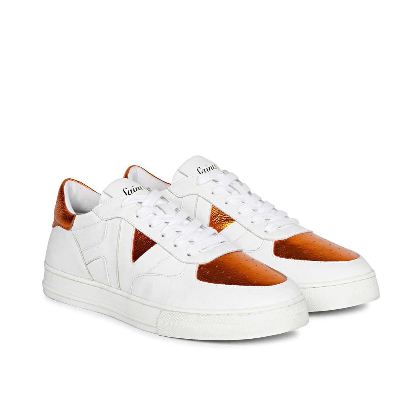 Saint Arlo White & Orange Leather Sneakers