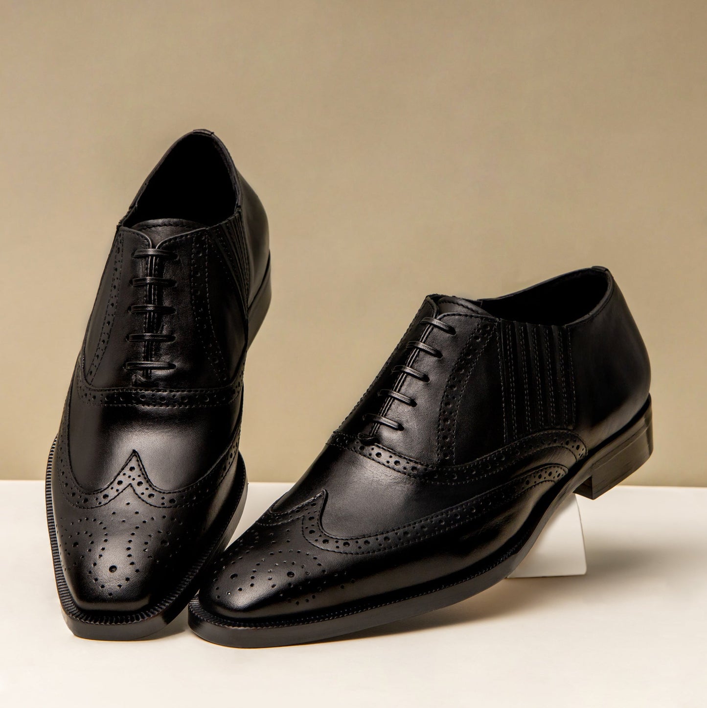Saint Vincenzo Black Leather Square Toe Lace Up Décor Slip On Shoes