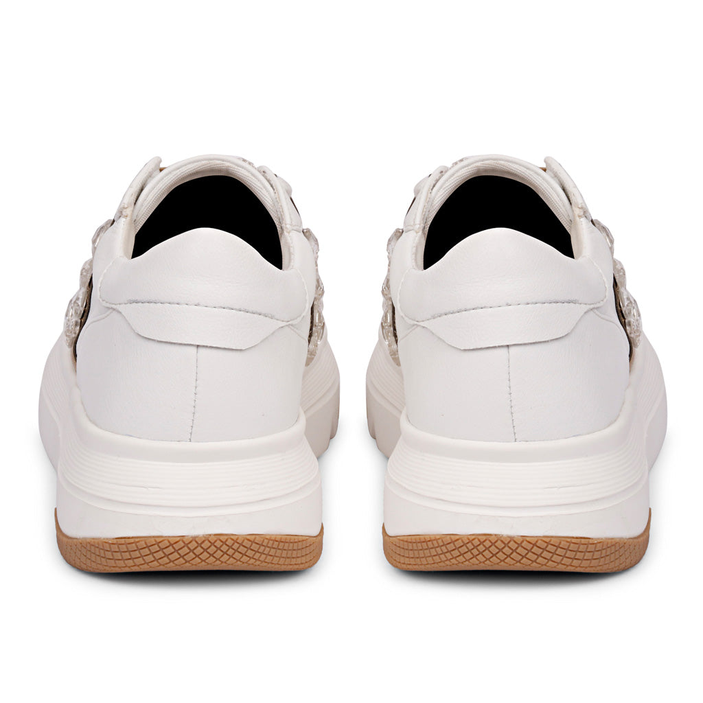 Saint Joanna Crystal Off White Leather Sneakers