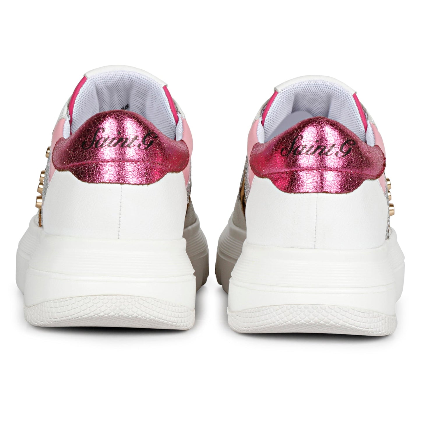 Saint Antea Metal Studs Pink Leather Sneakers