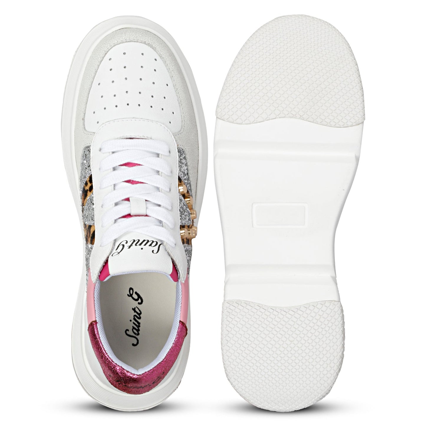 Saint Antea Metal Studs Pink Leather Sneakers