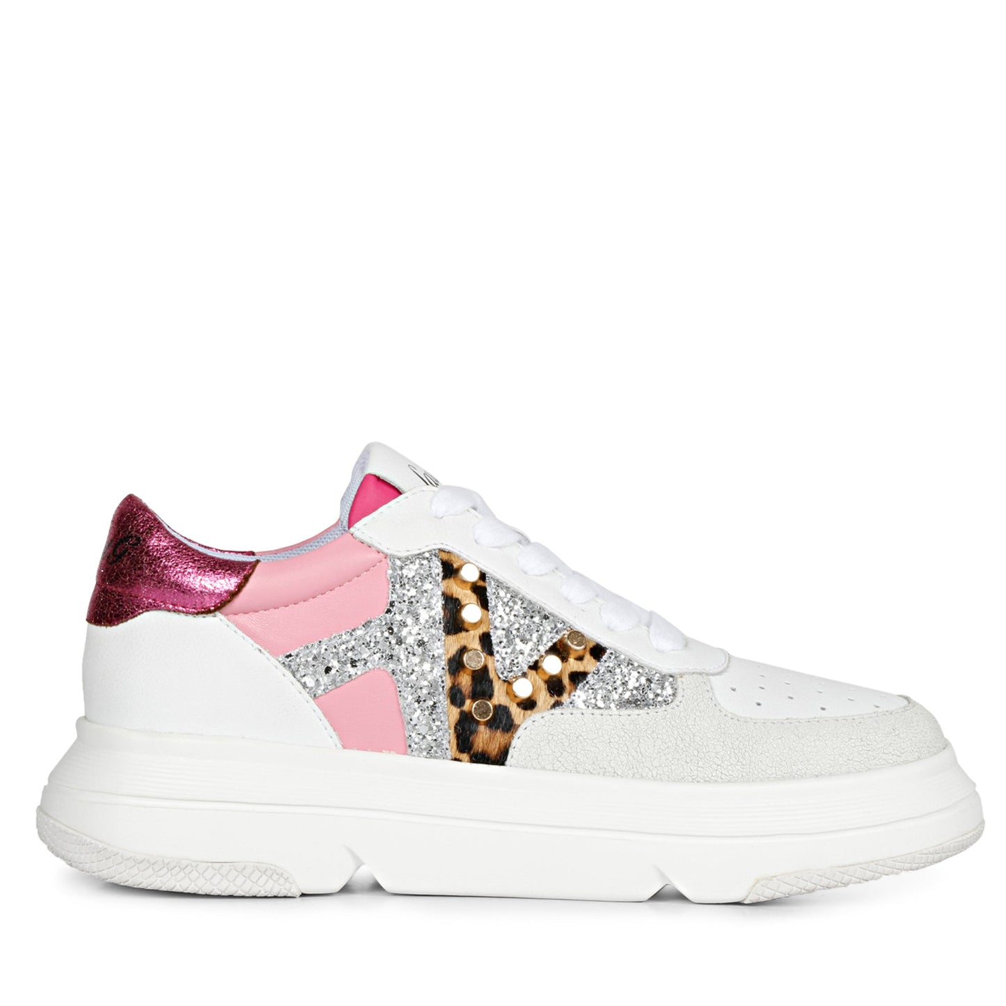 Saint Antea Metal Studs Pink Leather Sneakers