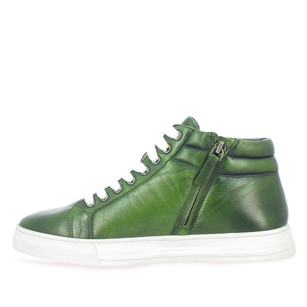 Saint Lamberto Green Leather Handcrafted Sneakers