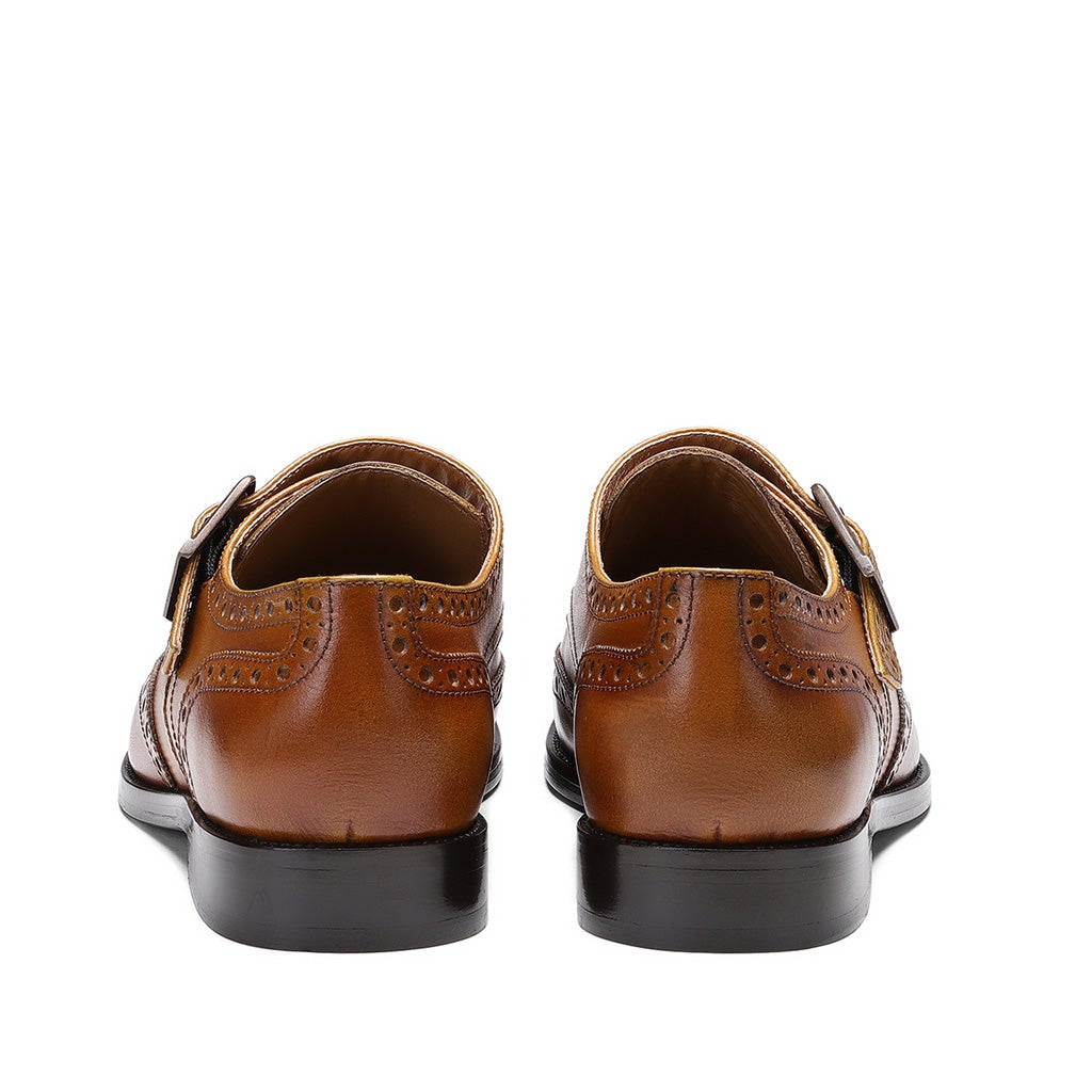 Saint Salvador Tan Leather Monk Brogue - SaintG