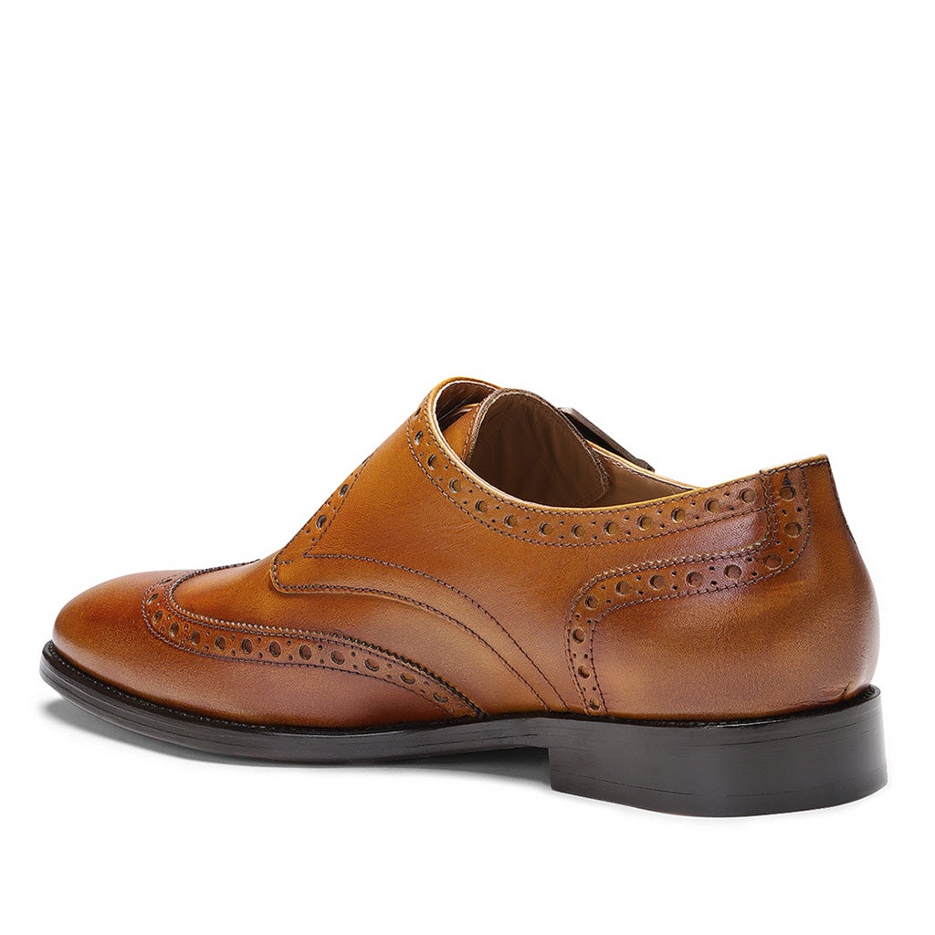 Saint Salvador Tan Leather Monk Brogue - SaintG