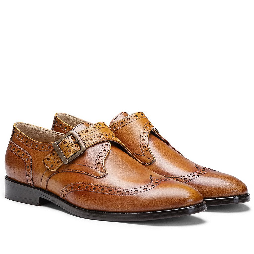 Saint Salvador Tan Leather Monk Brogue - SaintG