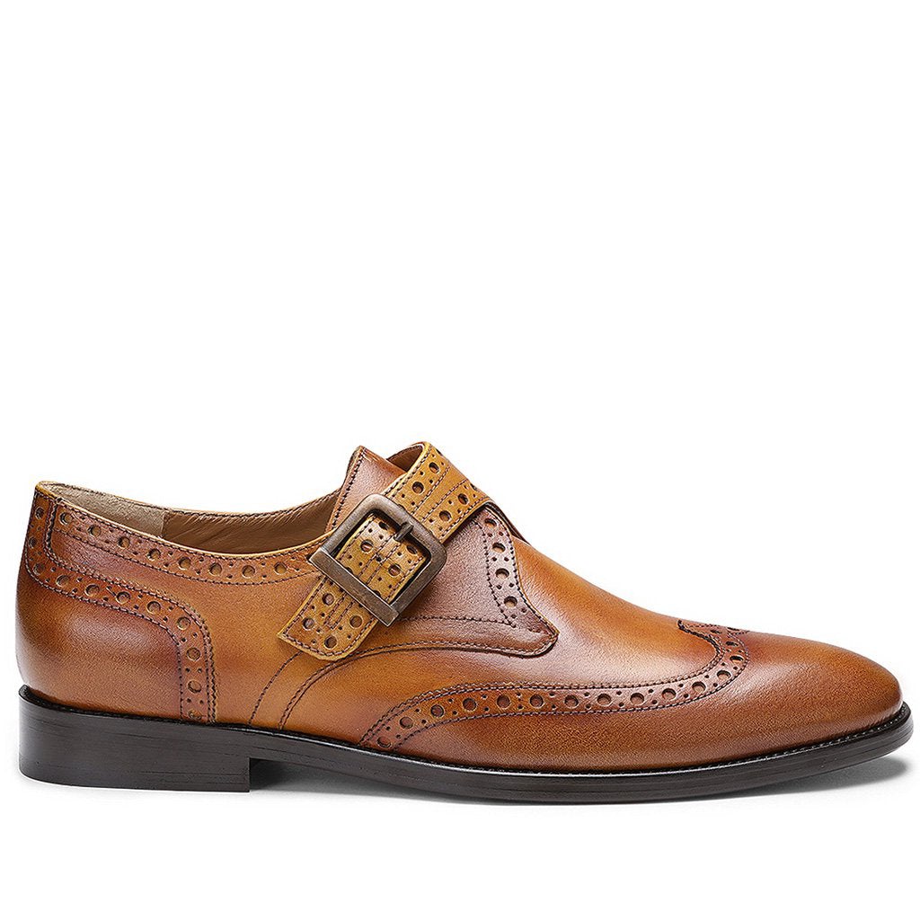 Saint Salvador Tan Leather Monk Brogue - SaintG