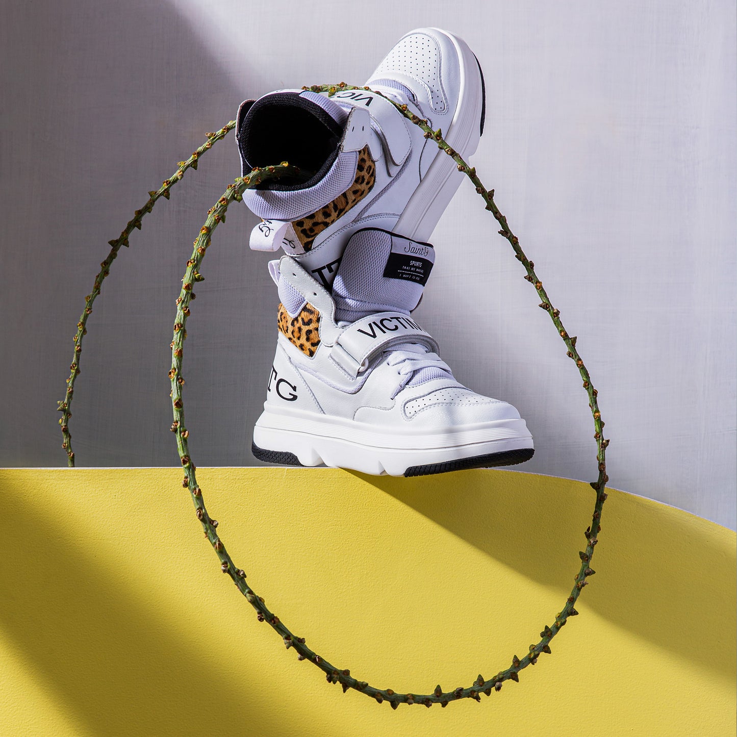 Saint Venetia White & Pony Hair Print Leather Sneakers
