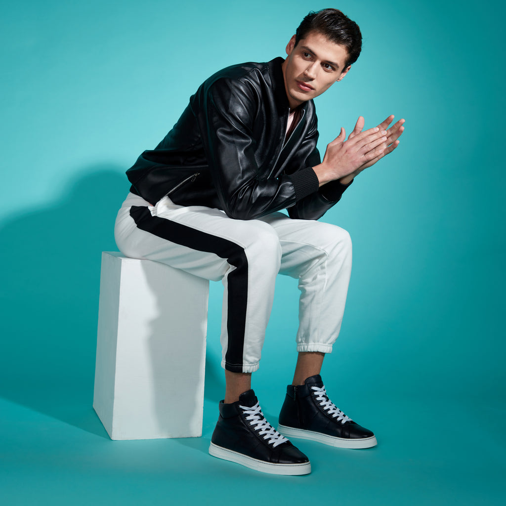 Saint Artemas Black Leather Handcrafted Sneakers
