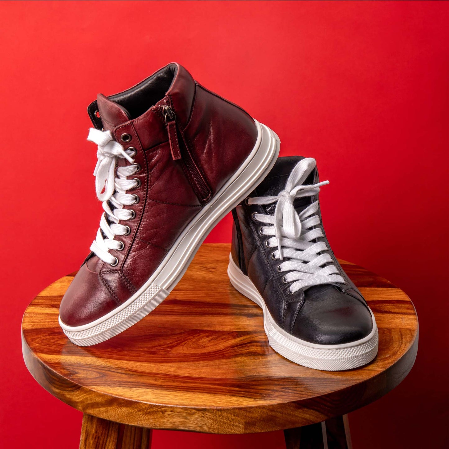 Saint Tesoro Burgundy Handcrafted Leather Sneakers