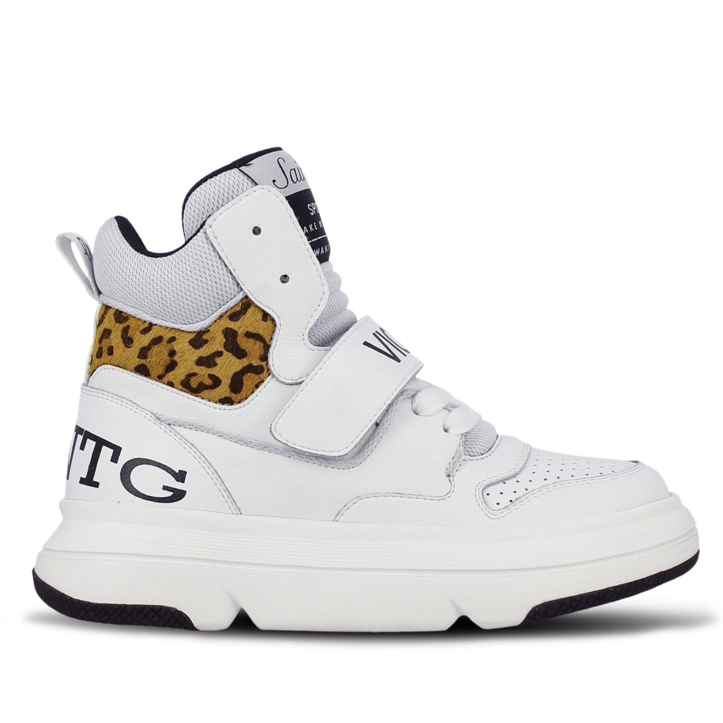 Saint Venetia White & Pony Hair Print Leather Sneakers