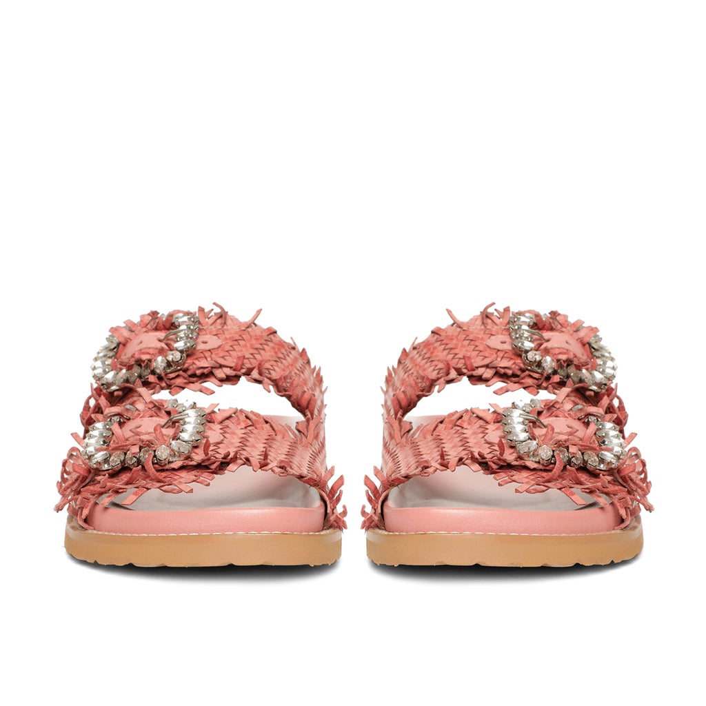 Saint Ravenna Pink Woven Leather Sliders