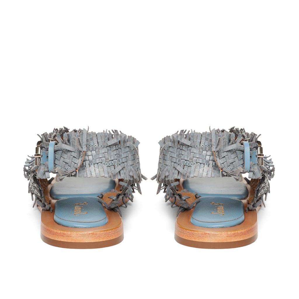 Saint Gaetana Blue Woven Leather Sandals