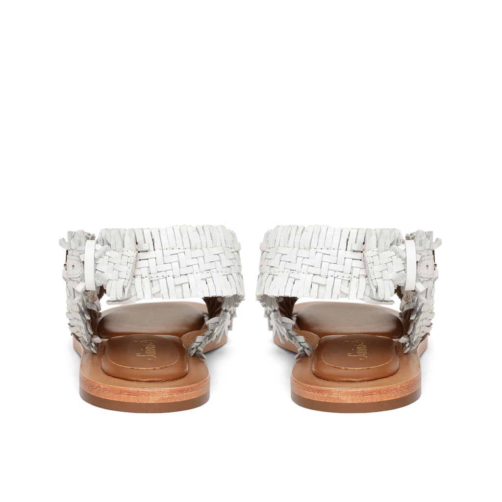 Saint Gaetana White Woven Leather Sandals