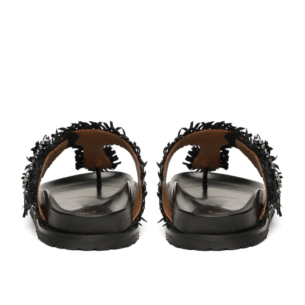 Saint Filomena Black Woven Leather Slip On Flats