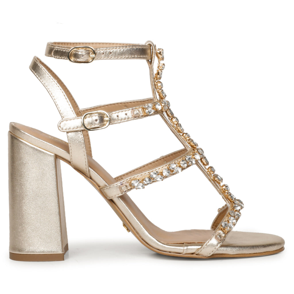 Embellished low heel sandals best sale