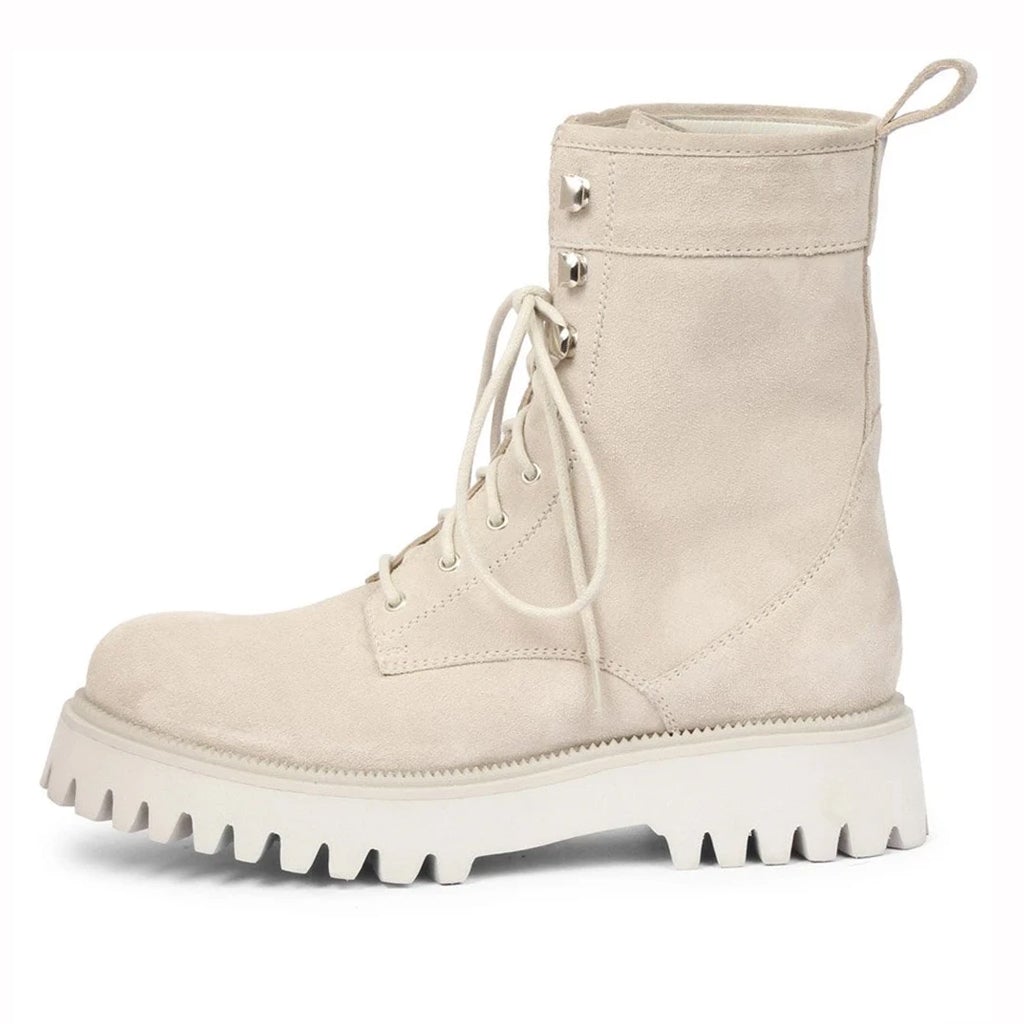 Saint Anastasia Ivory Leather Lace Up High Ankle Boots