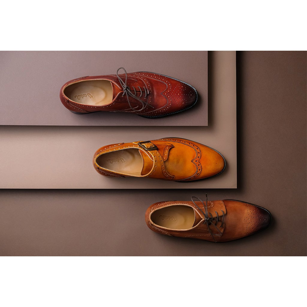 Saint Salvador Tan Leather Monk Brogue - SaintG