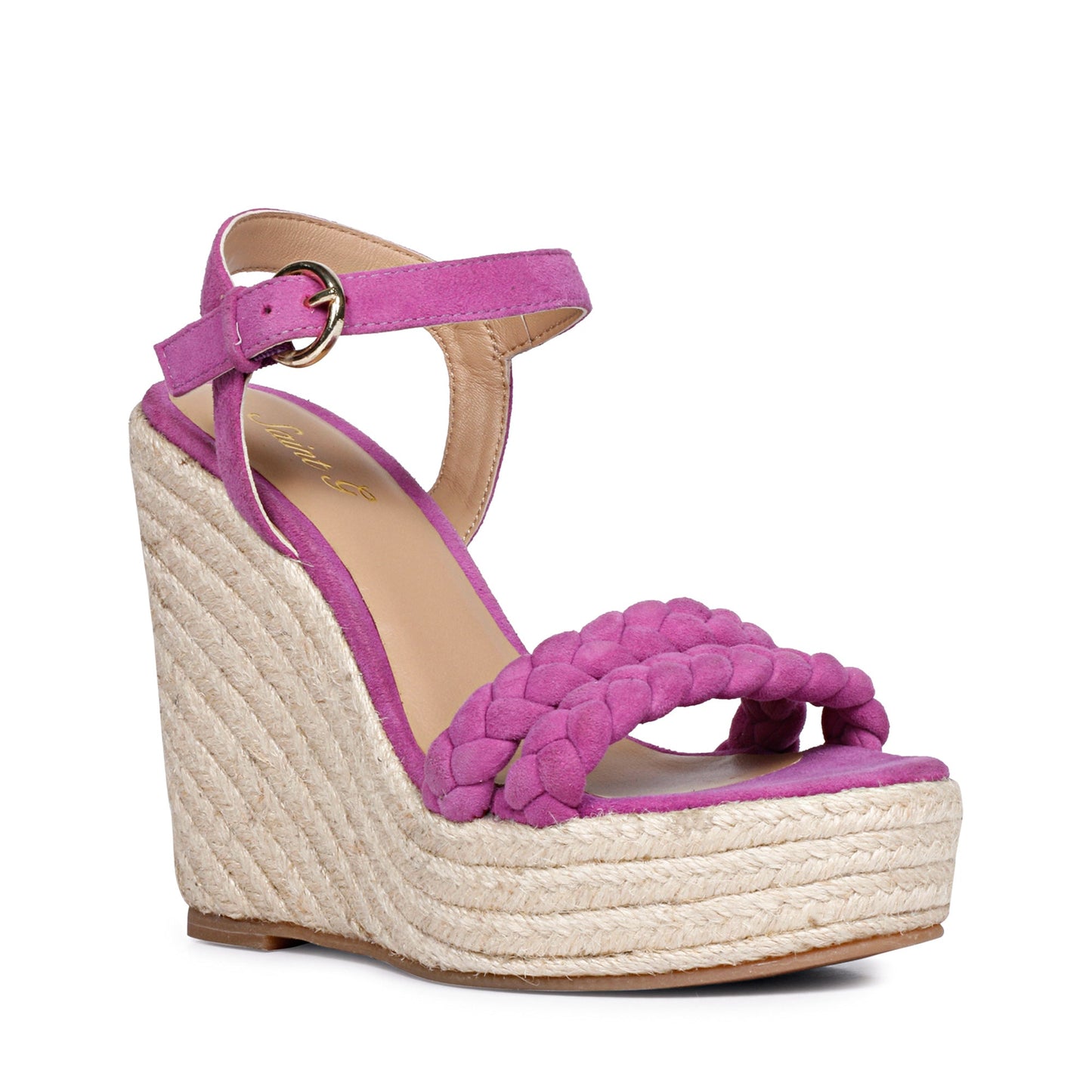 Saint Clarisse Woven Purple Suede Leather Wedge Heels