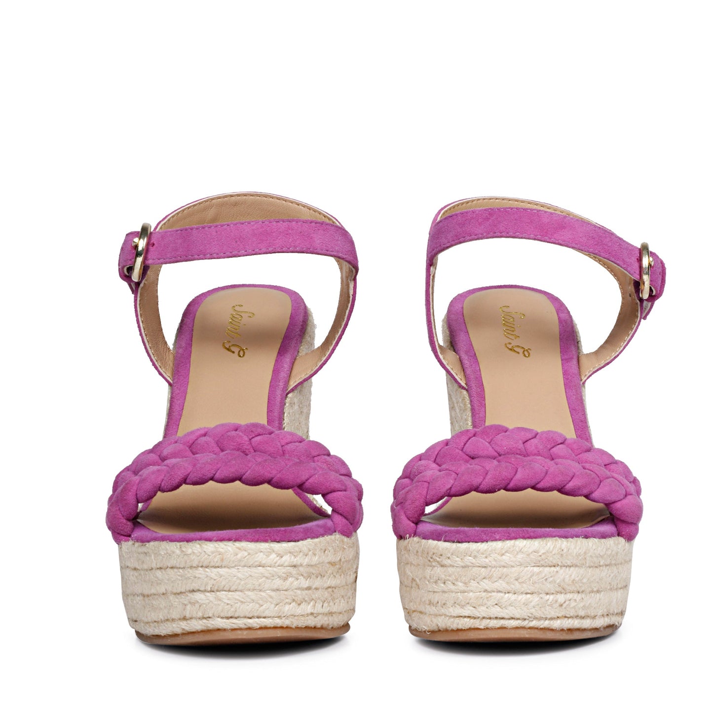 Saint Clarisse Woven Purple Suede Leather Wedge Heels