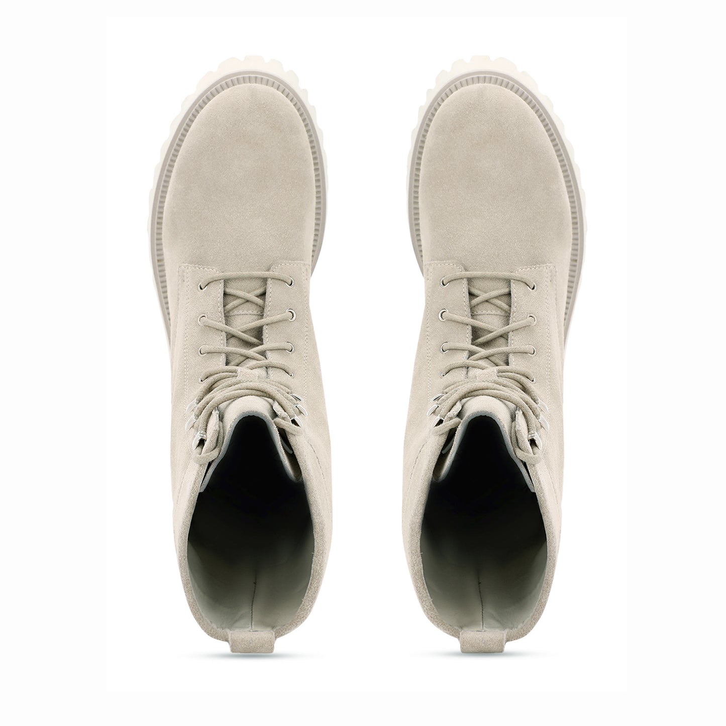 Saint Anastasia Ivory Leather Lace Up High Ankle Boots