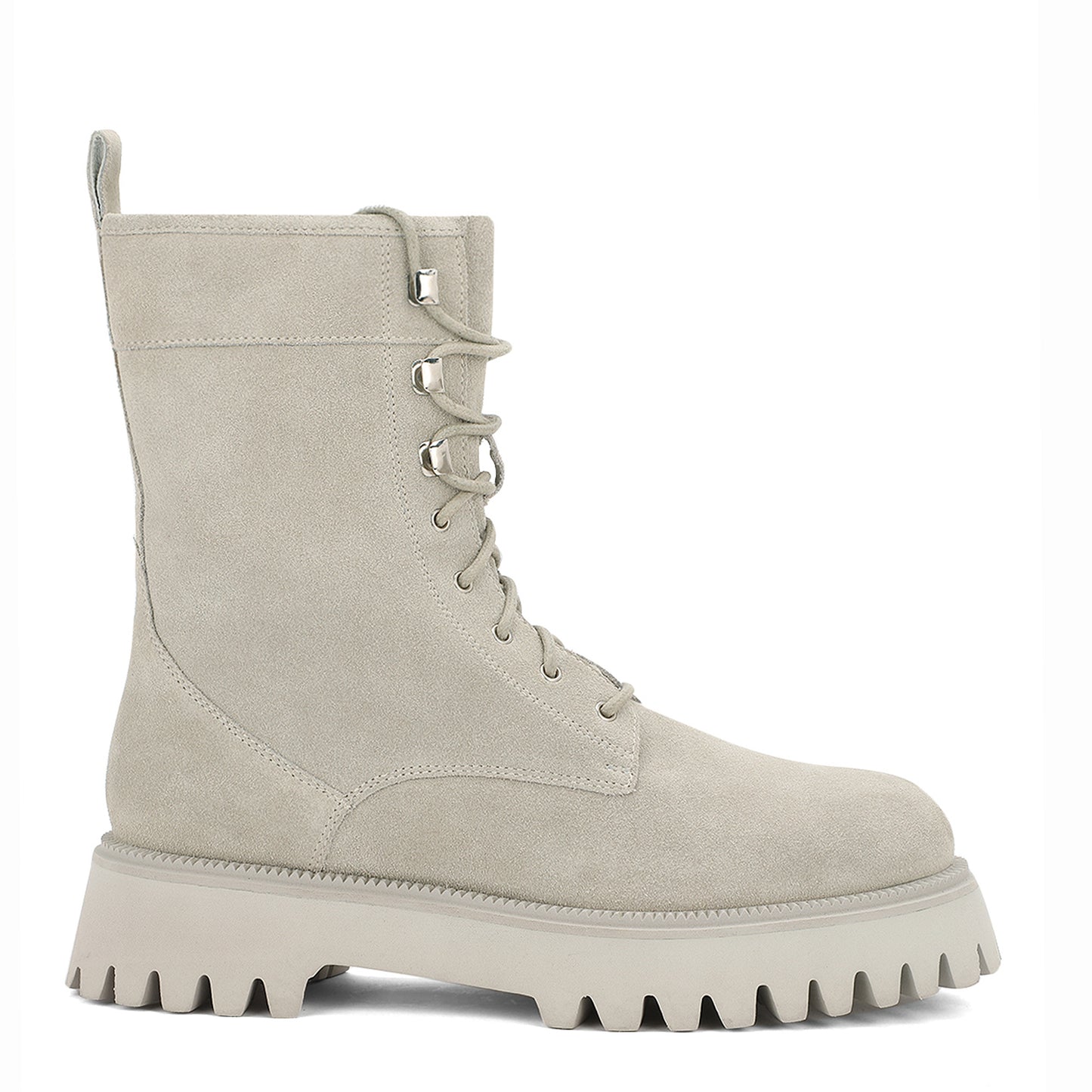 Saint Anastasia Ivory Leather Lace Up High Ankle Boots