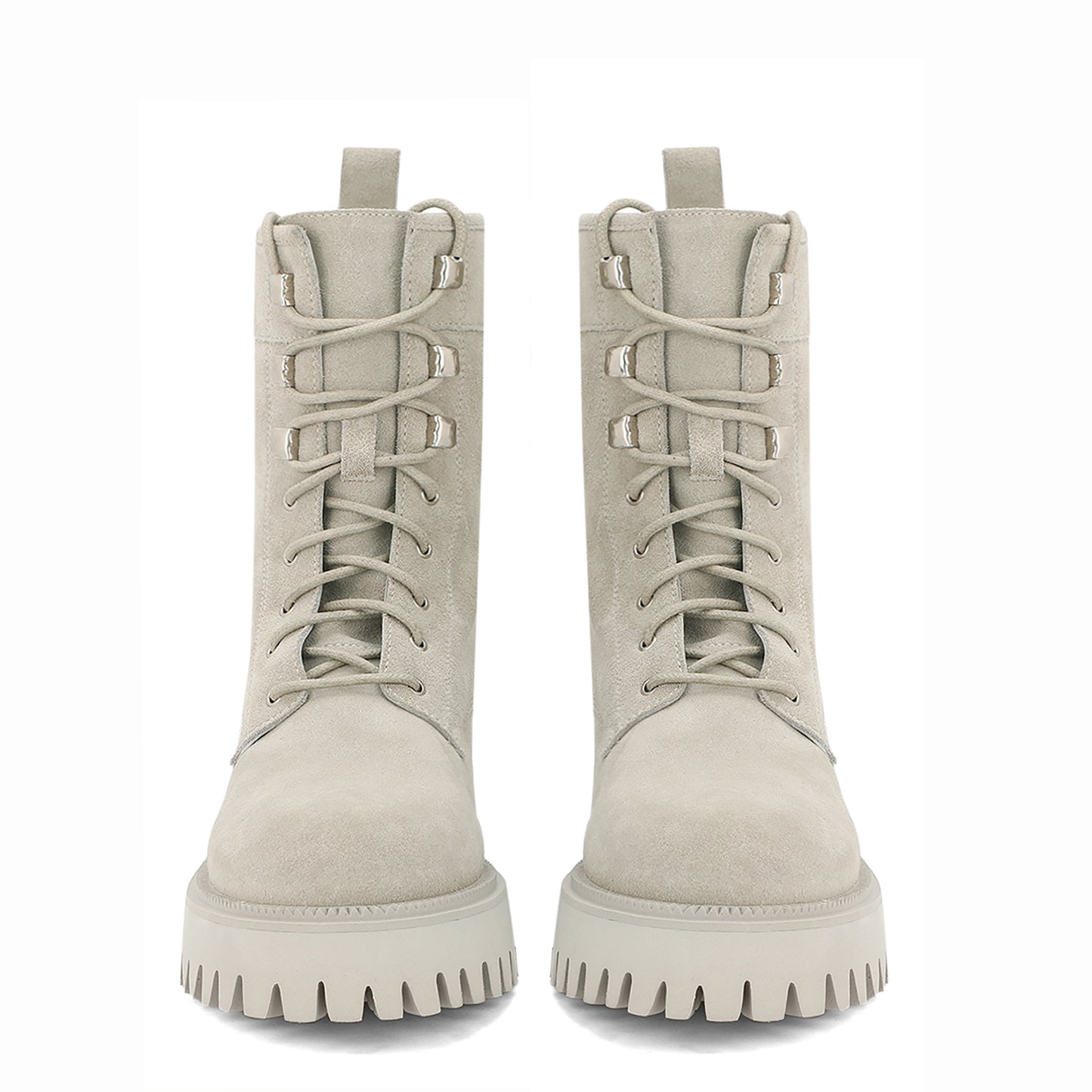 Saint Anastasia Ivory Leather Lace Up High Ankle Boots