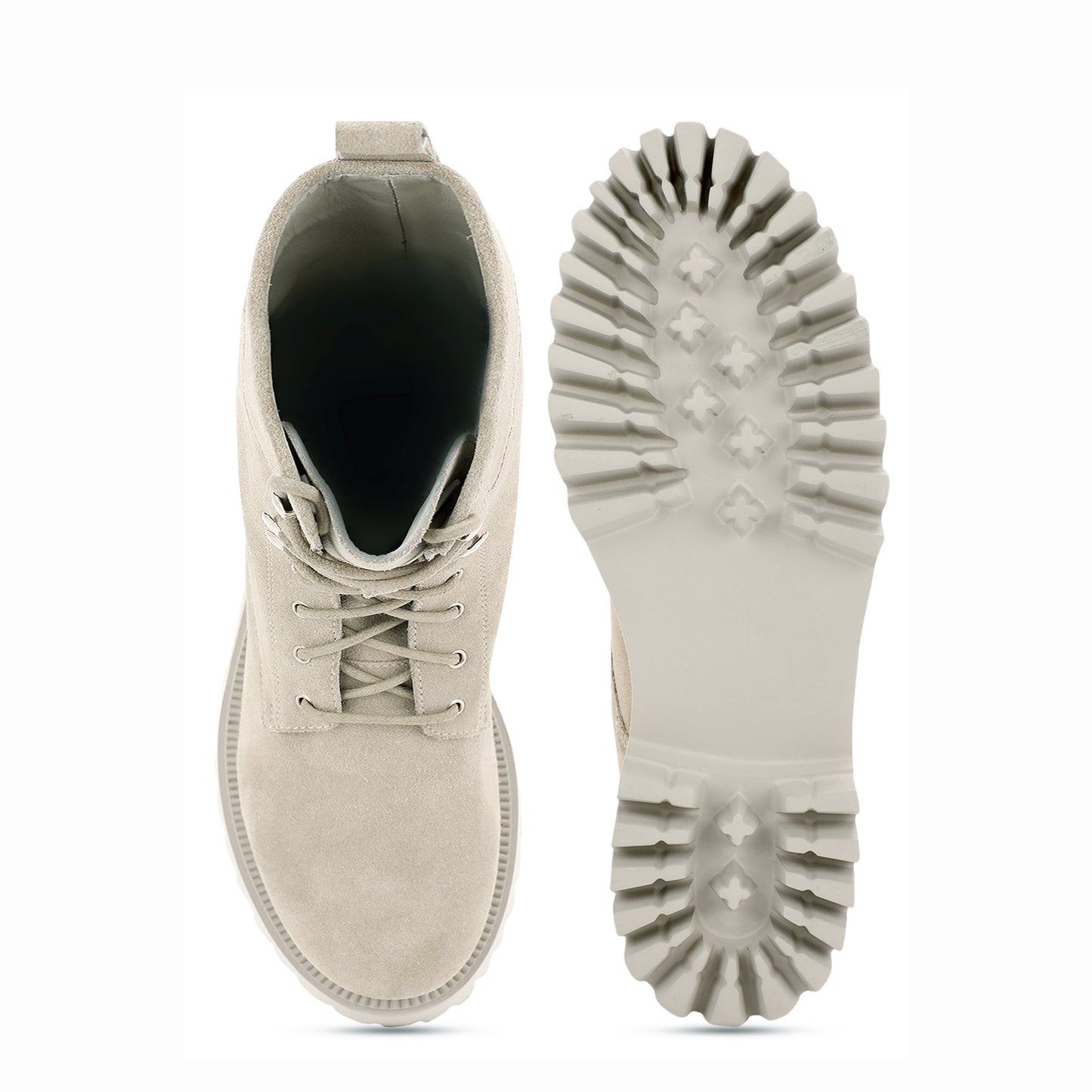 Saint Anastasia Ivory Leather Lace Up High Ankle Boots
