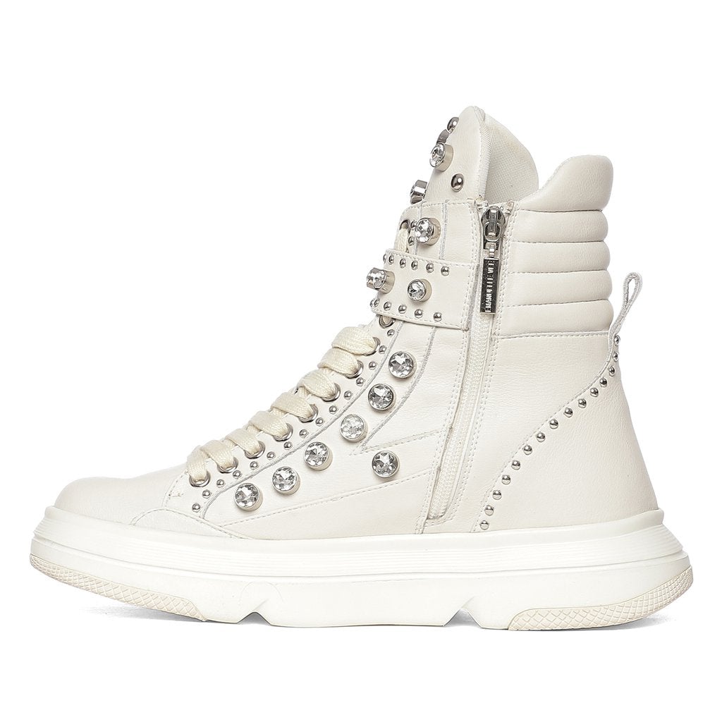Saint Lavinia Embellished Ivory Leather Shoes