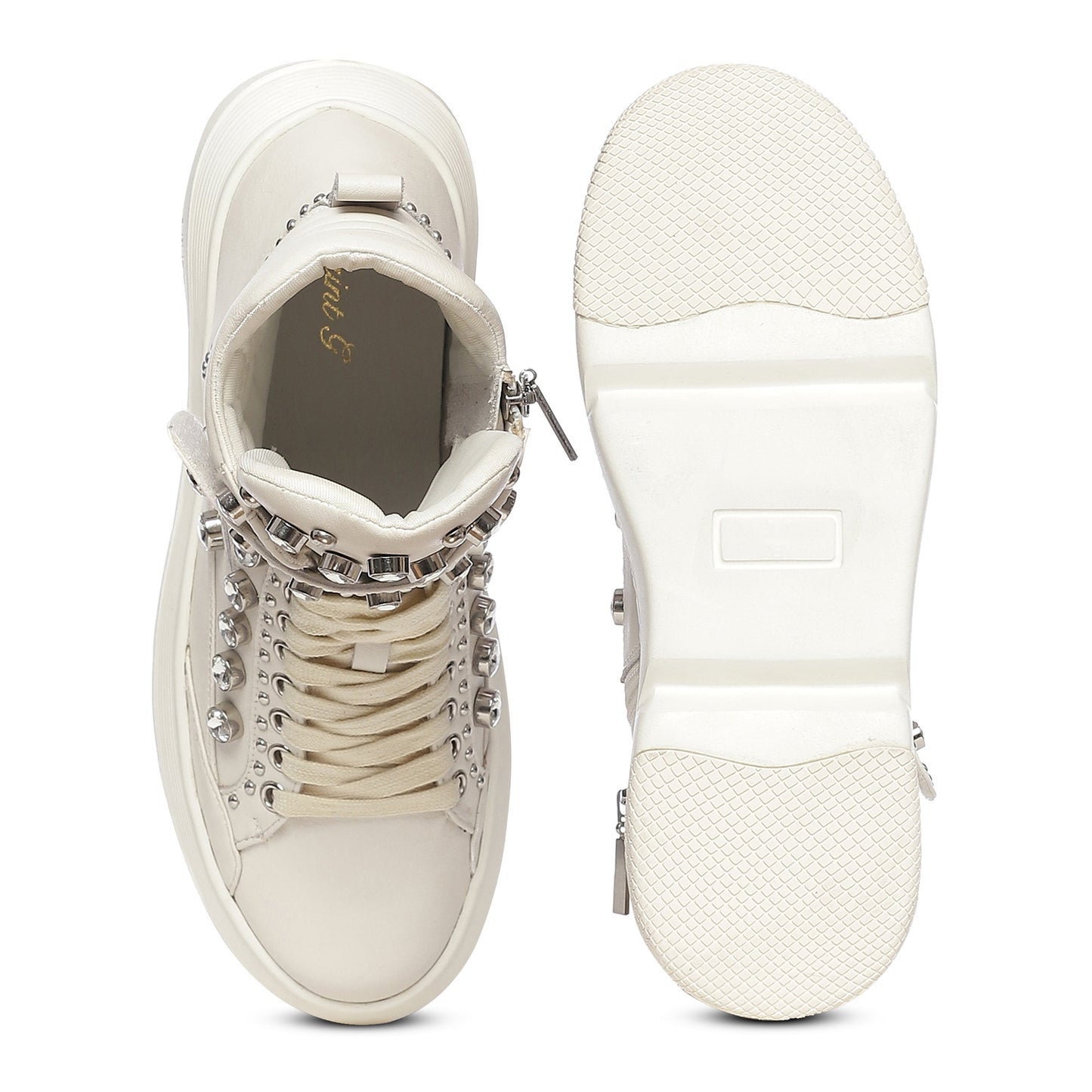 Saint Lavinia Embellished Ivory Leather Shoes