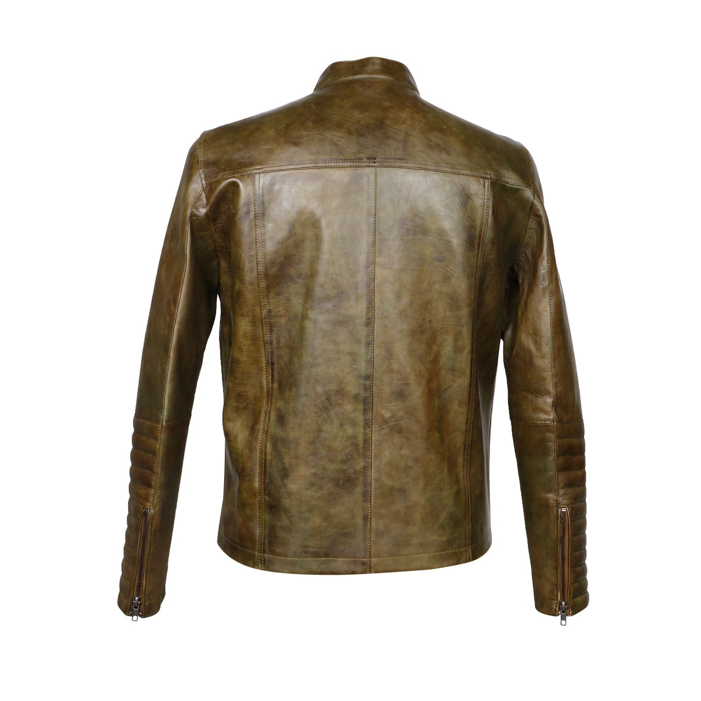 Saint Agostino Olive Leather Men's Cafe Racer Jackets