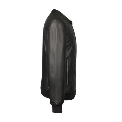 Saint Amorino Black Leather Men's Bomber Jackets