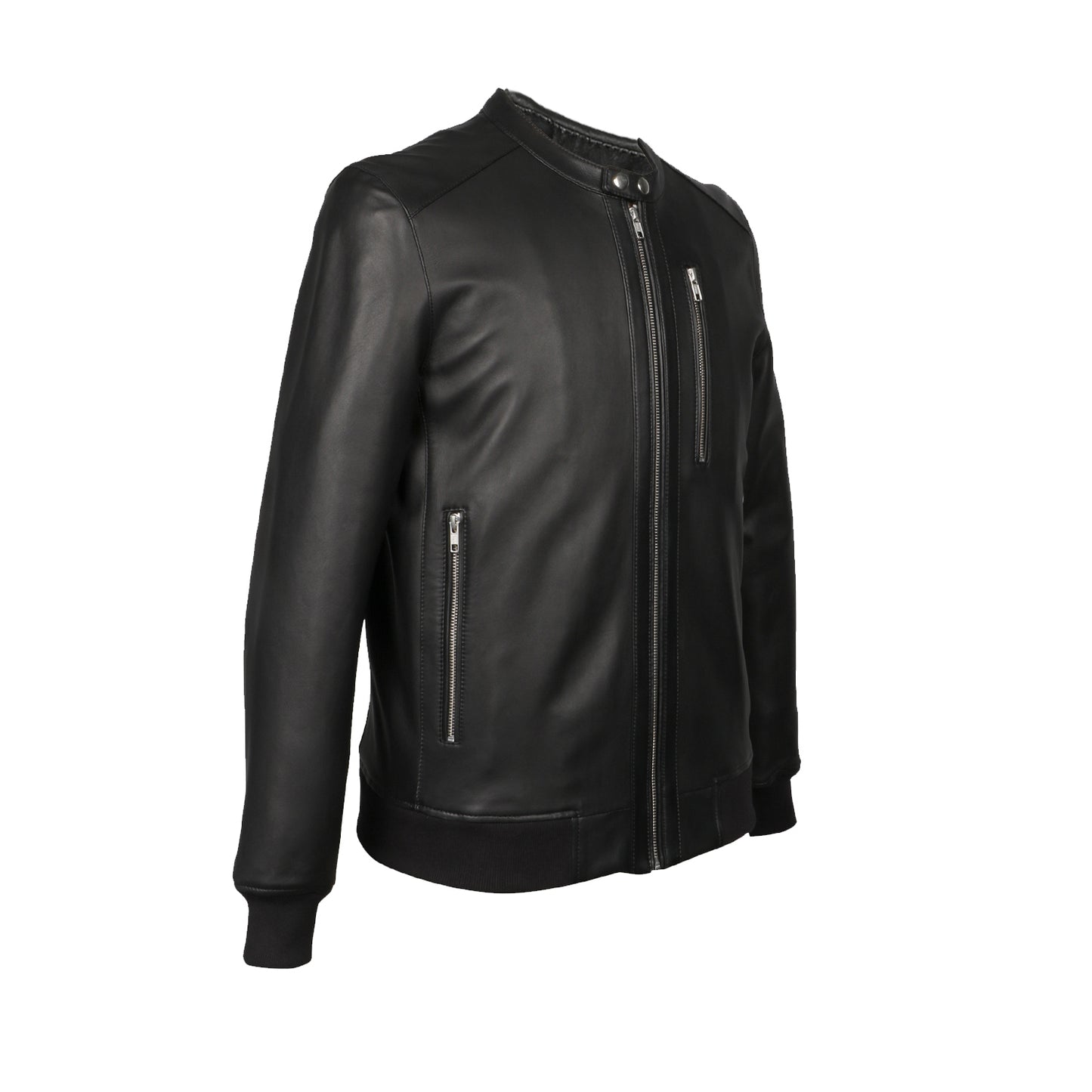 Saint Amorino Black Leather Men's Bomber Jackets