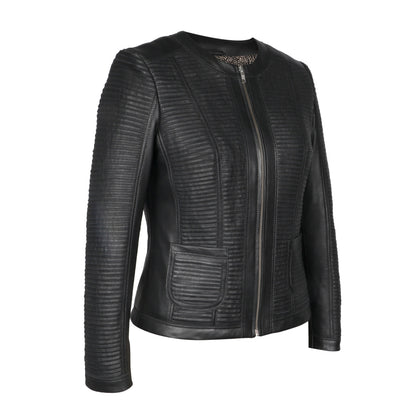 SaintG Black Leather Women Cafe Racer Jackets