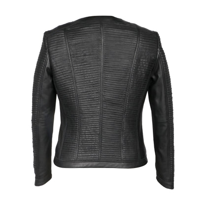 SaintG Black Leather Women Cafe Racer Jackets