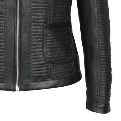 SaintG Black Leather Women Cafe Racer Jackets